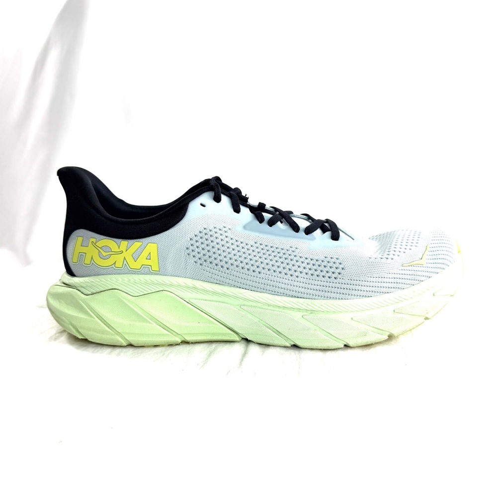 HOKA One One Arahi 7 Men Size 11 Gray Mesh Running Shoe Sneaker Green Outsole